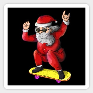 Cool Christmas Skateboarding Santa Magnet